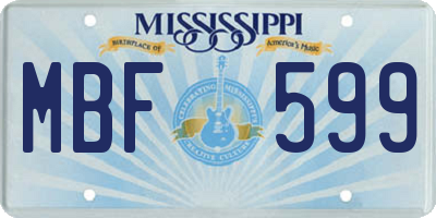 MS license plate MBF599