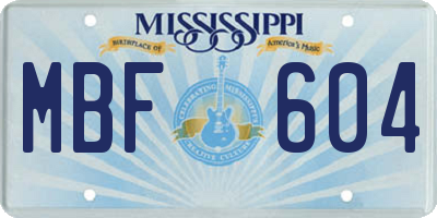 MS license plate MBF604