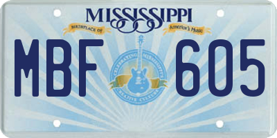 MS license plate MBF605