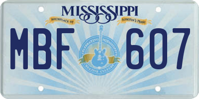 MS license plate MBF607
