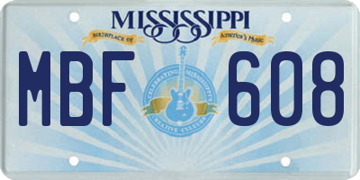 MS license plate MBF608