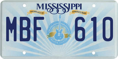 MS license plate MBF610