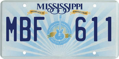 MS license plate MBF611