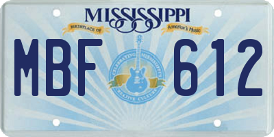 MS license plate MBF612