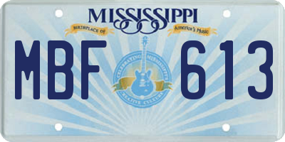 MS license plate MBF613