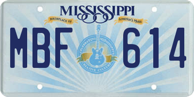 MS license plate MBF614