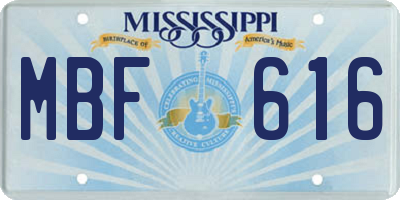MS license plate MBF616
