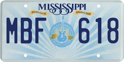 MS license plate MBF618
