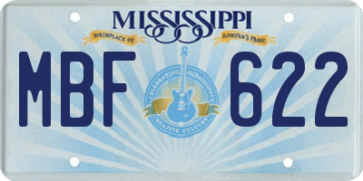 MS license plate MBF622