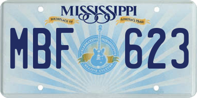 MS license plate MBF623