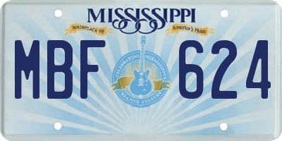 MS license plate MBF624