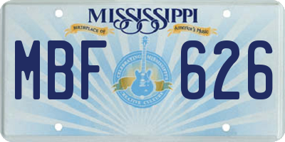 MS license plate MBF626