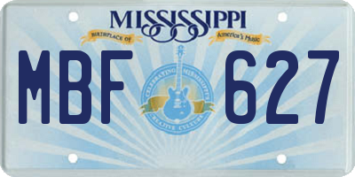 MS license plate MBF627