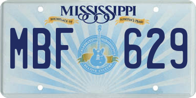 MS license plate MBF629