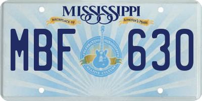 MS license plate MBF630