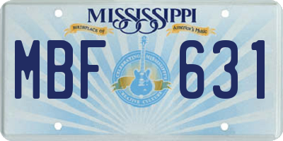 MS license plate MBF631