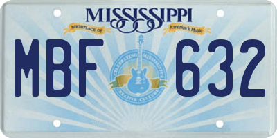 MS license plate MBF632
