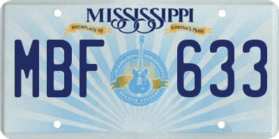 MS license plate MBF633