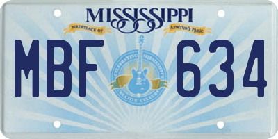 MS license plate MBF634