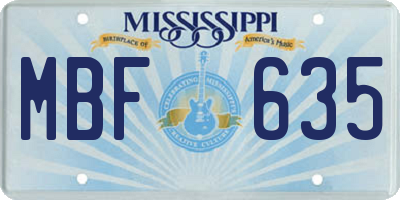 MS license plate MBF635