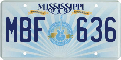 MS license plate MBF636