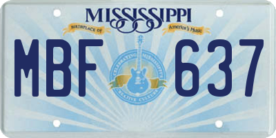MS license plate MBF637