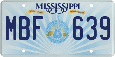 MS license plate MBF639