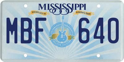 MS license plate MBF640
