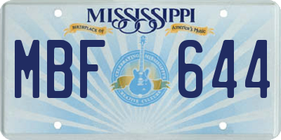 MS license plate MBF644