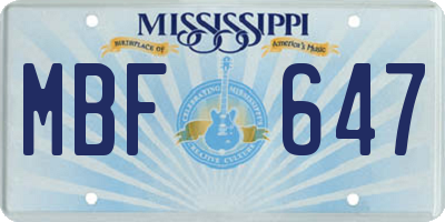 MS license plate MBF647