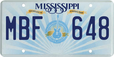 MS license plate MBF648