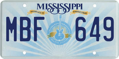 MS license plate MBF649