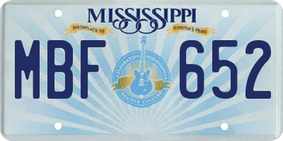 MS license plate MBF652