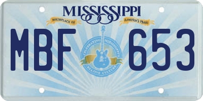 MS license plate MBF653