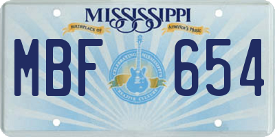 MS license plate MBF654