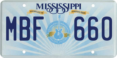 MS license plate MBF660