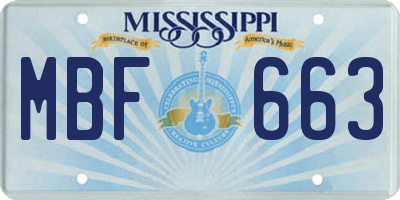 MS license plate MBF663