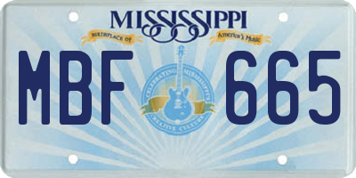 MS license plate MBF665