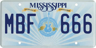 MS license plate MBF666