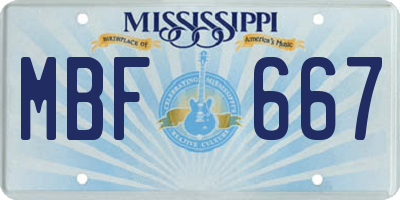 MS license plate MBF667