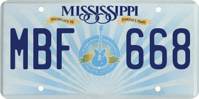 MS license plate MBF668