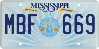 MS license plate MBF669