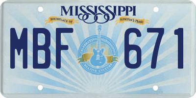MS license plate MBF671
