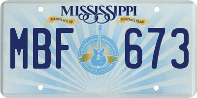 MS license plate MBF673