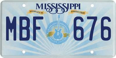 MS license plate MBF676