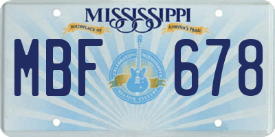 MS license plate MBF678