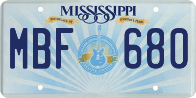 MS license plate MBF680