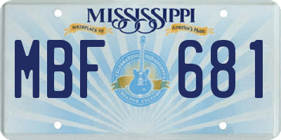 MS license plate MBF681
