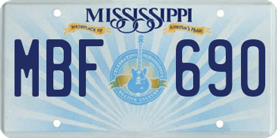MS license plate MBF690