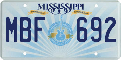 MS license plate MBF692